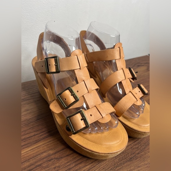 Kork Ease Magdelena Platform Leather Buckle Wedge Sandals Sz 8 Earthy Neutral - Picture 4 of 16